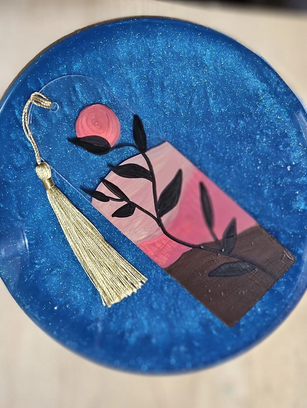 Hand-Painted Bookmark with Gold Tassel